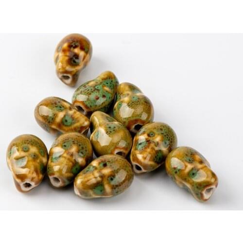16# 20pcs Skull Shape Sphere Ceramic beads string not glass Unique Ceramics Beads Wholesale #A419C