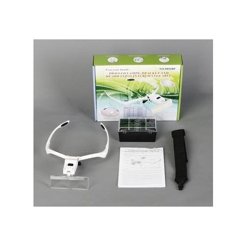 200sets 1.0X-3.5X Bracket Headband Magnifier Loupe with 2 LED Lights Lamp Eye Magnification eyelash tool DHL