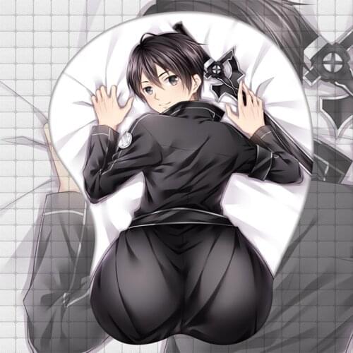 Anime Sword Art Online Kirigaya Kazuto 3D Soft Gel Gaming Mouse Pad Kirito Pattern Ergonomic Mousepad With Wrist Support Anime S