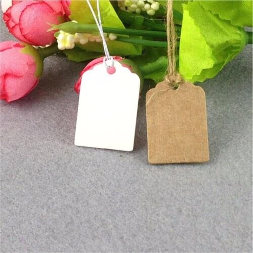 3x2cm Brown/white Paper Tags Hemp rope Head Label Luggage Wedding tag 500pcs +500 String DIY Blank price Hang tag