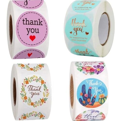 500PCS Thank You Sticker Adhesive Labels Baking Wedding For Gift Package Cake Cookies Sealing Handmade Stickers Decoration