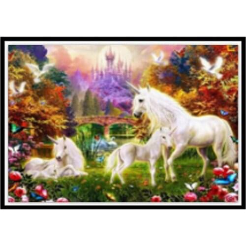 DIY 5D diamond painting full round diamond cartoon animal Mosaic cross embroidered horse landscape flower round diamond Mosaic h
