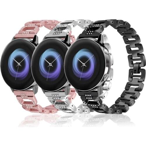 Bling Rhinestone Strap For Samsung Galaxy Watch Active Stainless Steel Watchband For Galaxy Watch Active Band Women Bracelet