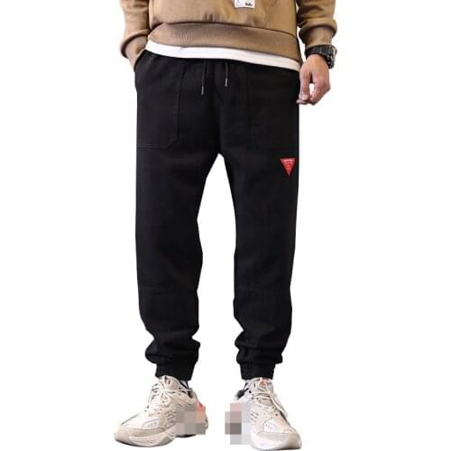 Mens Black Army Green Lace Cotton Harem ankle Length Pants Loose casual cropped trousers streetwear joggers men sweatpants