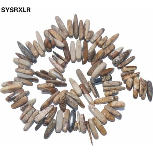 Wholesale 12-18 MM Stick Shape Picture Stone Natural Stone Beads For Jewelry Making DIY Necklace Bracelet Material Strand 15