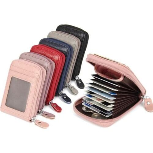 Genuine Leather Unisex Credit Card Holders Female ID Card Case Holder Organizer Wallet Women Business Cardholder Coin Bag