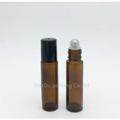 600pcs/lot 10ml amber roll on perfume bottle, 10cc essential oil rollon bottle, small glass roller container