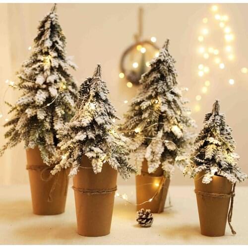 Snow Fir Artificial Christmas Tree Decoration Home Desktop Ornament Xmas Decoration for Mall Window Snow Fir Decor Mini Tree