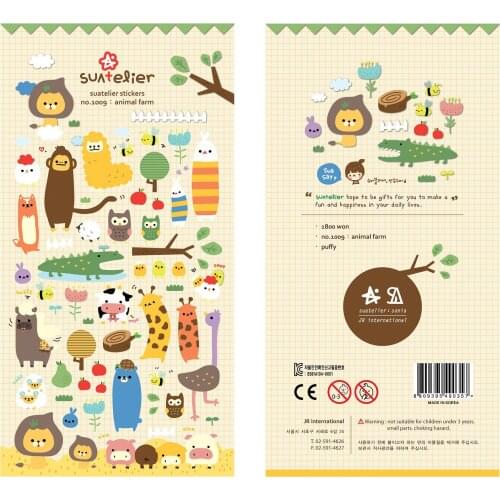 Korean Import Brand Sonia Novelty Animals Puffy 3D Stickers Diy Diary Stationery Stickers School Office Supplies