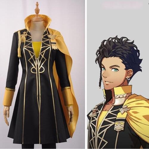 Game Fire Emblem ThreeHouses Cosplay costumes Claude von Riegan Cosplay Costumes Black Cloak Uniforms Clothes Suits Adult Wears