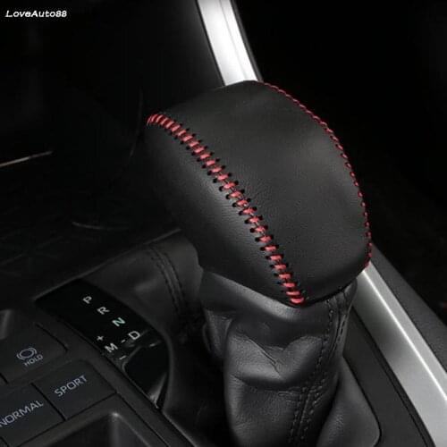 Car Leather Knob Cover For Toyota RAV4 RAV-4 2019 2020 2021 Gear Head Shift Knob Cover Gear Shift Collars Case Car Accessories