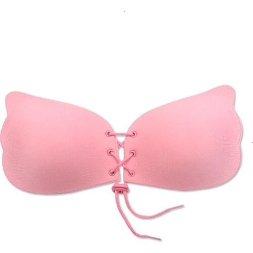 2019 hot women Pink bra silicone strapless sexy girl summer thin Adhesive intimates accessories push lace up breast petals bh