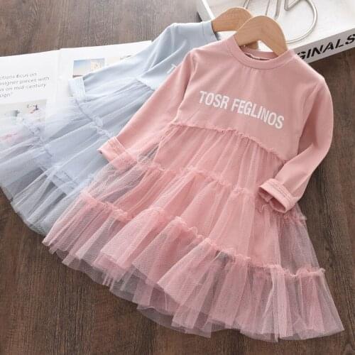 Menoea Girls Lace Dress New Kids Letter Dresses for Girls Princess Dress Children Clothes Toddler Casual Wear Vestido 3-7Years