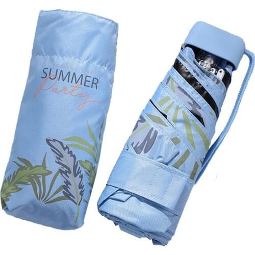 Mini Travel Umbrella Rain Women Fashion Five Folding Umbrella Ultra Light Pocket Paraguas Girls Super Anti UV Parasol Sunscreen