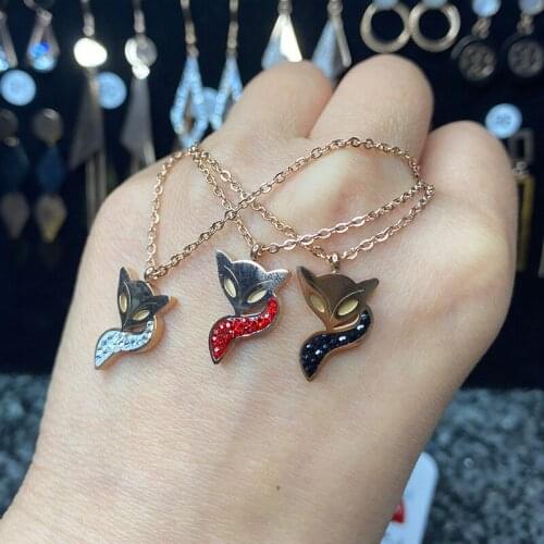 Fashion Jewelry titanium steel necklace, Rose gold fox titanium steel necklace, Ladys collarbone necklace