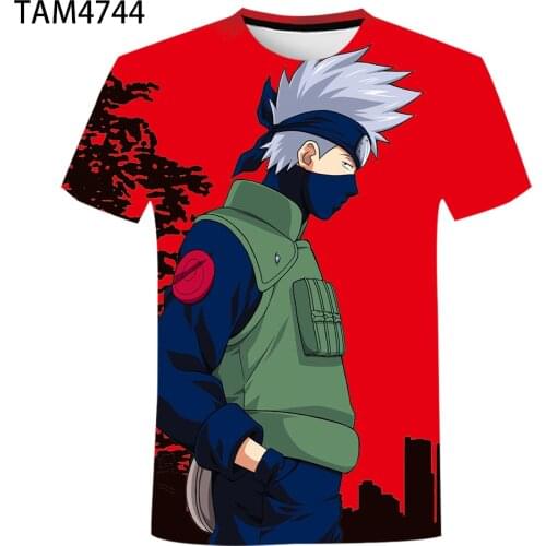 Kakashi Latest Mens T-Shirt 3D Japanese Anime Characters 2021 Short Sleeve Summer Childrens Fashion Leisure T-Shirt