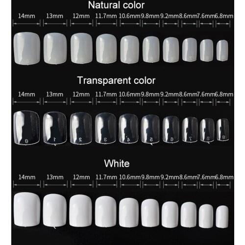 500pcs/set Fake Nails Short Professional 3 Color Full Cover Nail Art Transparent White Natural Painting Artificial False Nails