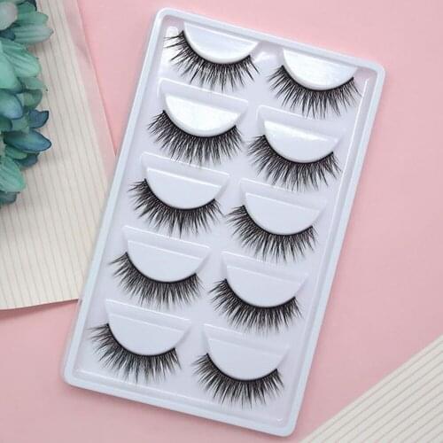 5Pair 3D Mink Hair False Lashes Resuable 25 times Thick Cross Wispy Fluffy Long Eyelashes Natural Beauty Lash Extension Tool