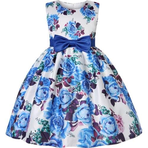2020 new printed girl dress elegant baby wedding prom dress high-end lace dress birthday child flower dress party prom girl