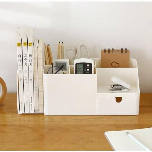 New ABS Desk Office Organizer Bins Storage Holder Desktop Pencil Pen Sundries Stretchable Box Stationery Office School Supplies