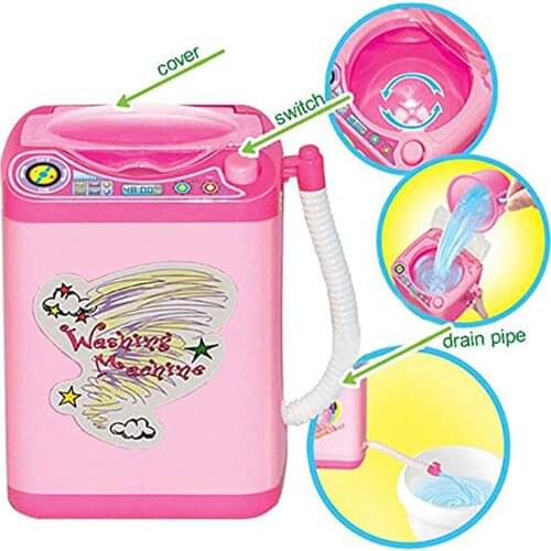 Mini Makeup Brush Cleaner Automatic Cleaning Washing Machine Pretend Play Toy Girl Makeup Brush/Sponge Cleaning Tool Toy Gifts
