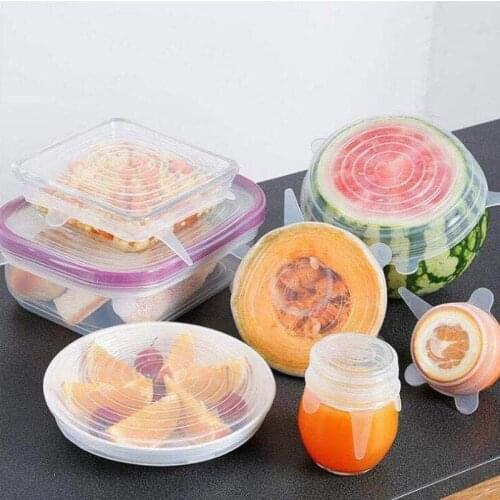 Food grade silicone six-piece plastic cover stretch 6-piece universal bowl cover refrigerator microwave oven sealed plastic wrap