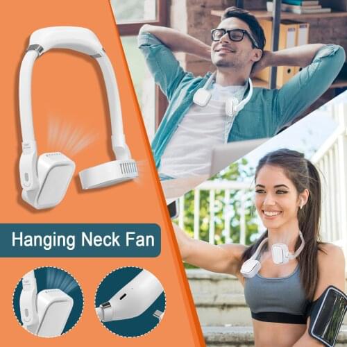 Portable Leafless Hanging Neck Fan 360 Degree Adjustment Lazy Neckband Fan Usb 4000mah Rechargeable Neck Fan Hands-free#db4