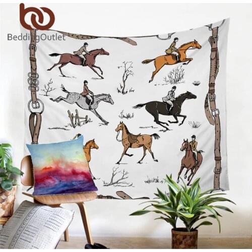 BeddingOutlet Equestrian Tapestry Wall Hanging England Tradition Horse Riding Decorative Wall Carpet Bedspreads Sports Bed Sheet