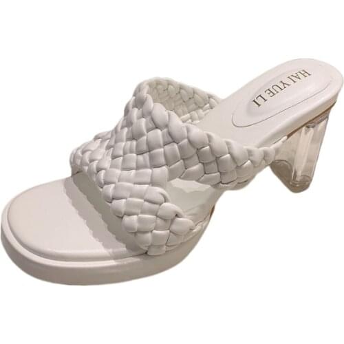 Women Slippers Sandals Casual White High Heels Slippers Clear Heels Summer Slippers Ladies Shoes Platform Sandals