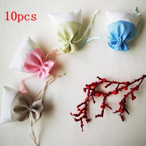 10pcs Stitching Jewelry Bag Anniversary Christmas Birthday Party Drawstring Beam Port Gift Sack Ring Necklace Present Pouches