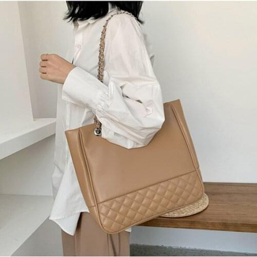 Classic Diamond Lattice Women Handbag Bucket Tote Bag PU Leather Luxury Brand Female Chains Shoulder Messenger Bag Bolsa feminin