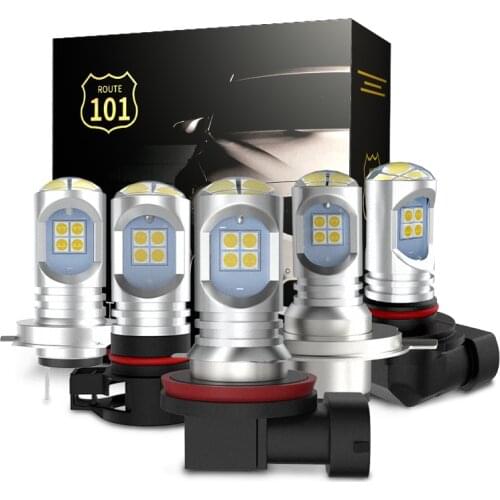 Route101 H8 H11 LED Bulb HB4 9006 H10 H16 PSX24W PS19W Car LED Fog Light H7 H4 Mini Auto DRL 6000K White Yellow Fog Lamp 12V 24V