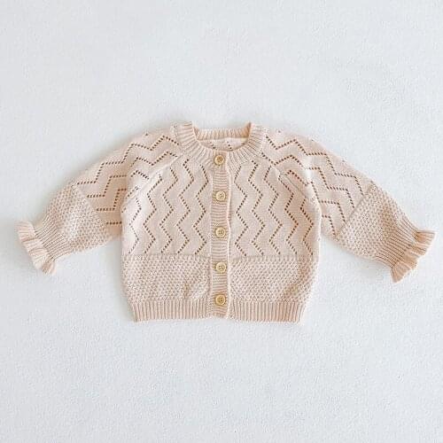 Toddler Baby Girl Sweater Solid Color Hollow Out Infant Baby Girl Knitting Coat Spring Autumn Newborn Baby Knitting Cardigan