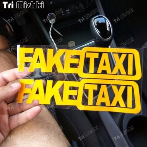 Tri mishki HZX1526 Funny FAKE TAXI car sticker Vinyl PVC Decals Waterproof Bumper sticker on Car Body Rear Window