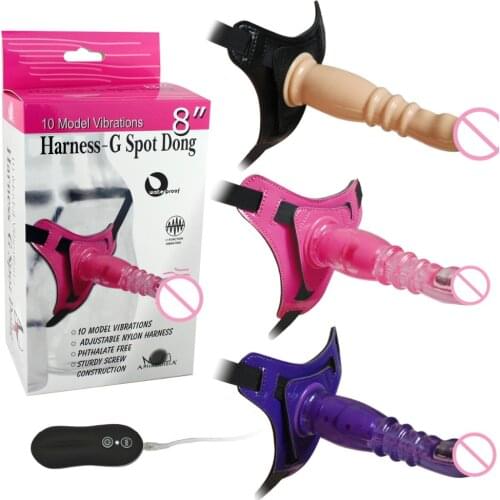 7.8 inch Lesbian Strapon Dildo Vibrator Sex Products,10 Model Vibrations Strap on Dildo Realistic Sex Toys for Women