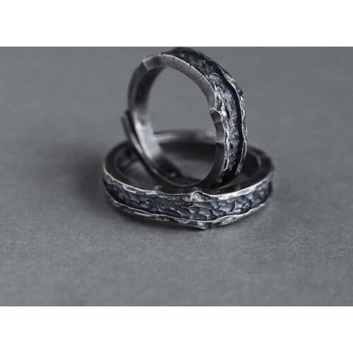 Vintage Female Male Metal Big Ring Promise Black Gold Open Engagement Ring Punk Couple Wedding Rings For Women Men