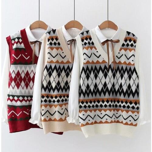 Knitted sweater 2021 new womens Korean style sleeveless vest fashion casual cotton
