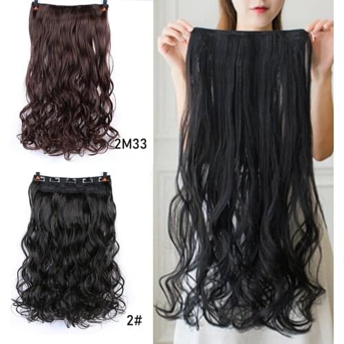 XQ Long Curly 5 Clips in One Piece Hair Extension Synthetic Natural Hair for Women Two Style Invisible Fluffy False Hair Piece