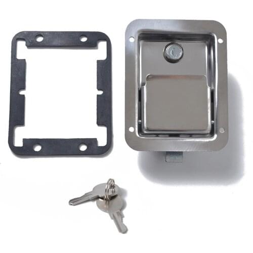 304 Stainless Steel Paddle Latch with Keys for Trailer Truck Tool Box Door Lock Flush Single Point Handle 2 Keys