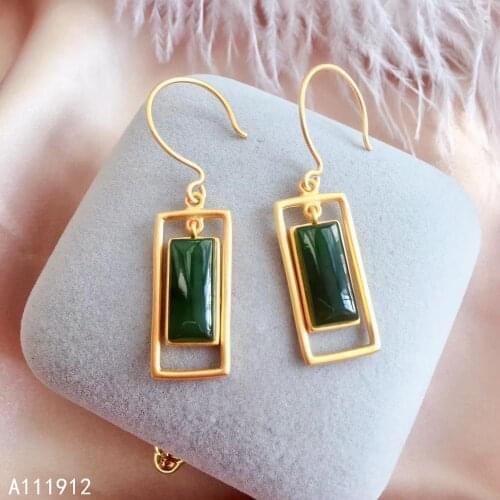 KJJEAXCMY fine jewelry natural Jasper 925 sterling silver women earrings support test beautiful