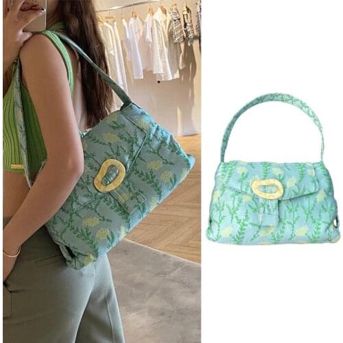 Female Subaxillary Bags Clutch Embroidery Women Retro Handbag PU Leather Shoulder Totes Underarm Vintage Top Handle Bag