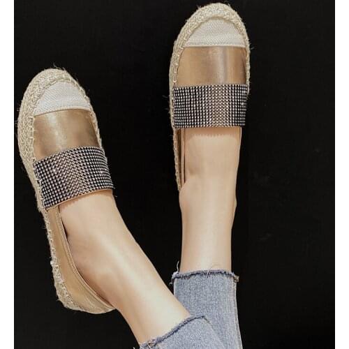 Crystal Fisherman Women Flats Bling Slip on Shoes Rhinestone Casual Shoes Ladies zapatos mujer Spring Autumn Plus Size 43 8643G