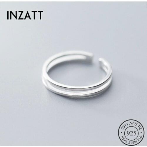 INZATT Real 925% Sterling Silver Geometric Adjustable Ring For Fashion Women Party Minimalist Fine Jewelry Cute Accessories Gift