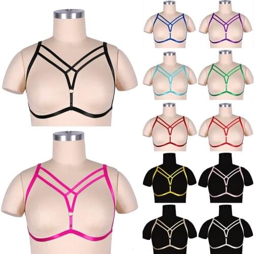 Harajuku Harness Sexy Underwear Bondage Hollow Bra Tops Waist Suspender Plus Size Plump Women Dance Costume Goth Accessories