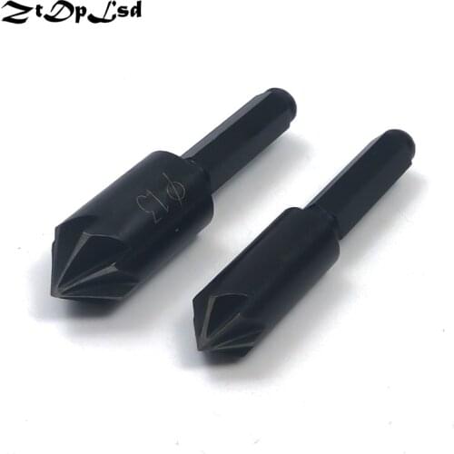 ZtDpLsd 2Pcs/lot 1/4" Hex Shank 10mm/13mm 7 Flute Countersink Drill Bit Point Angle Chamfer Chamfering Countersinking Cutter