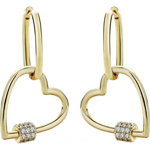 1 Pair New arrivals Micro Pave 3A++ zircon Gold Love Earrings for Woman 2021 Fashion Exquisite Jewelry