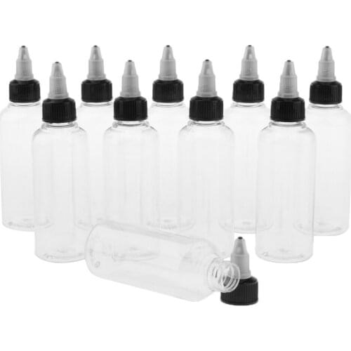 10x Clear 100ml Empty Plastic Bottle W/ Twist Top Cap Tip Applicator Refillable Bottles