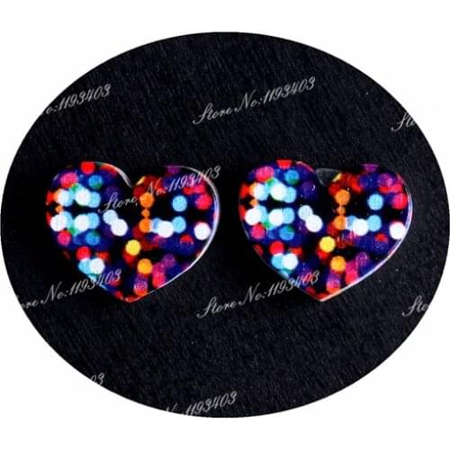 16mm Heart Shape Image Painted Wooded Laser Cut Cabochon to make Rings, Earrings, Bobby pin, pendant