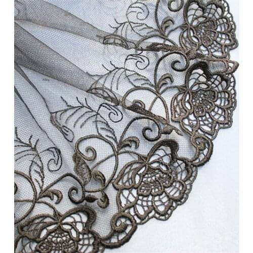 19cm or 7.48inch wide -5yards/lot Free Shipping Black Embroidered Tulle Lace Trim ~Gorgeous Beauty