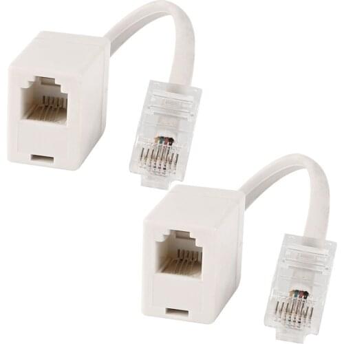 2 socket 8P4C / RJ45 male RJ11 6P4C to female M / F Adapter telephone Ethernet